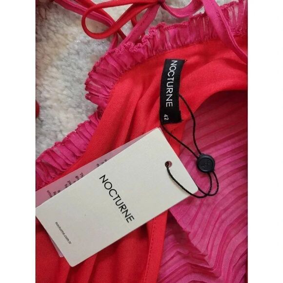 Nocturne Batwing Sleeve Pleated Mini Dress 42, L NWT - Picture 8 of 10